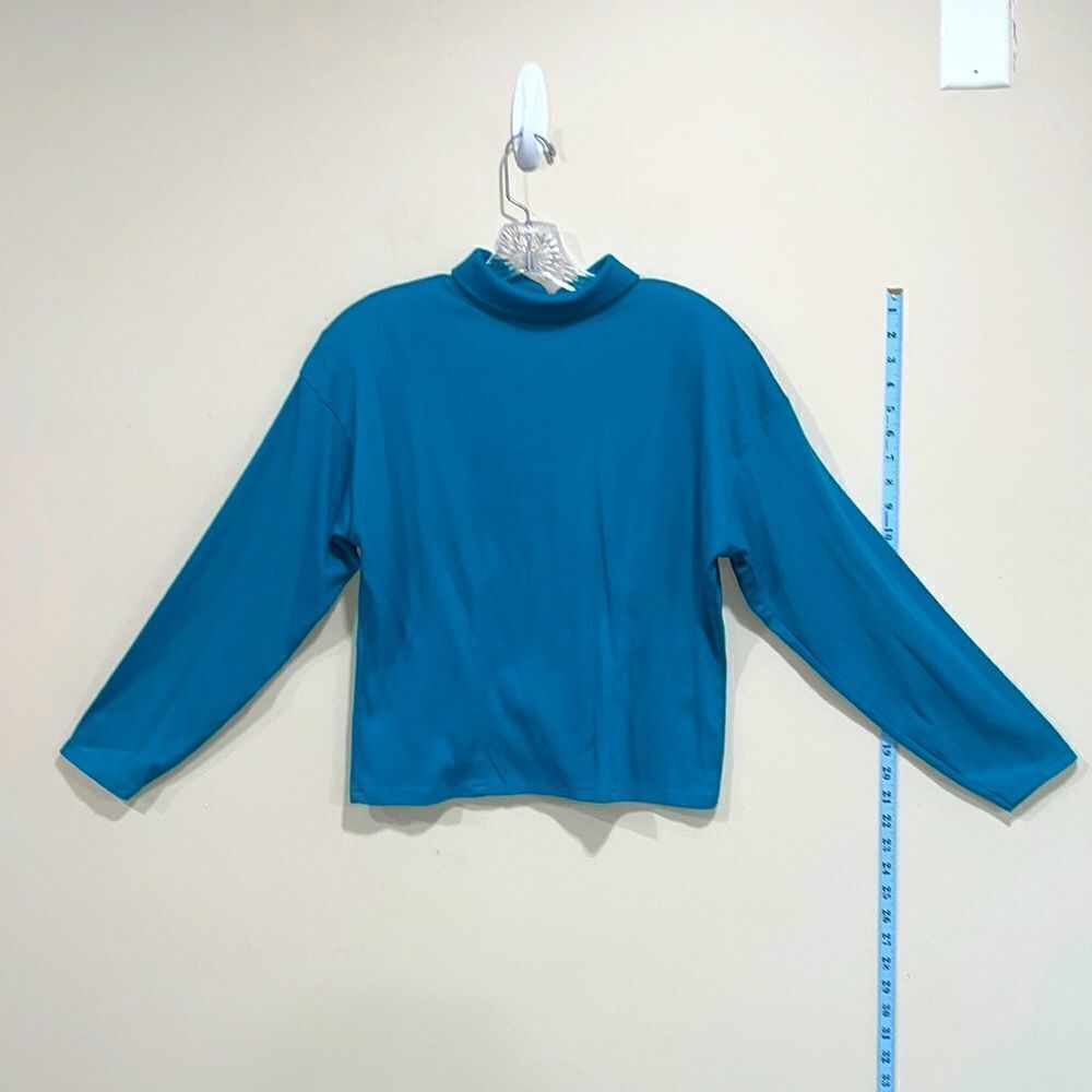 Vintage Teal Long Sleeve Turtleneck Top By Express Tricot. Size Large.